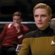 Tasha Yar (Denise Crosby) transitions to the Enterprise C in “Yesterday’s Enterprise.”